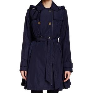 hooded a line rain trench jacket, navy